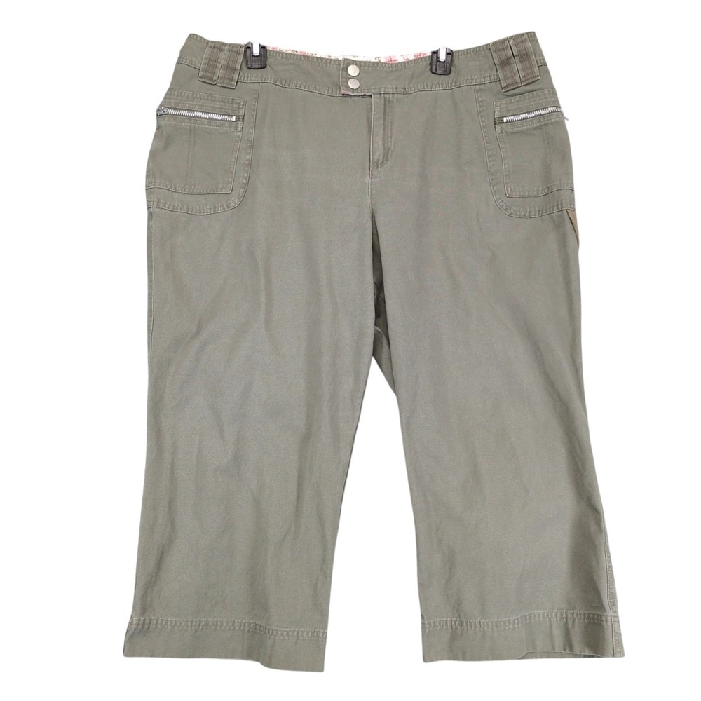 Cato Green Cargo Capri Pants Womens Plus Size 20W Zip Pockets Utility Gorpcore